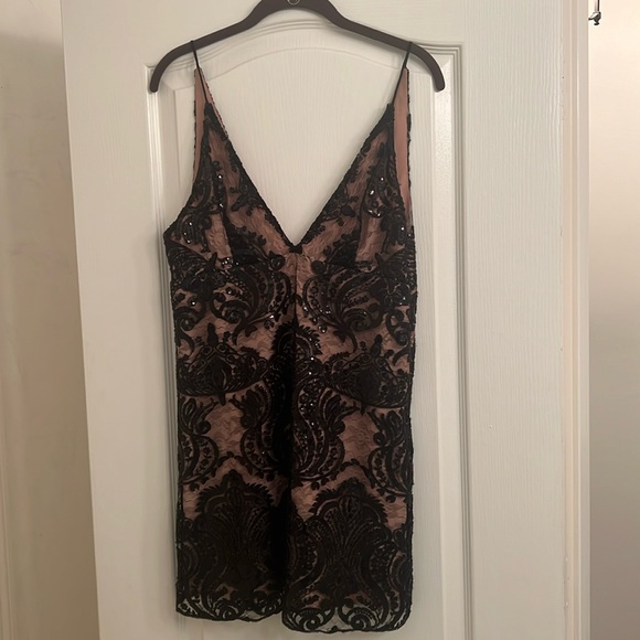 Free People Night Shimmer Black Lace Mini Cocktail Dress Size 4 - Picture 4 of 11
